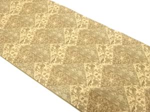 切りばめ風　花更紗模様織り出し全通袋帯